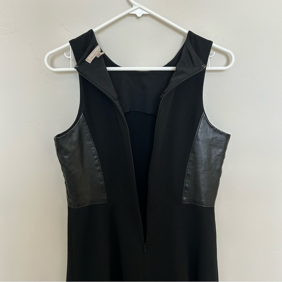 Banana Republic Sleeveless Fit & Flare Black Dress, Faux Leather Inserts, Size 8 - Picture 6 of 7